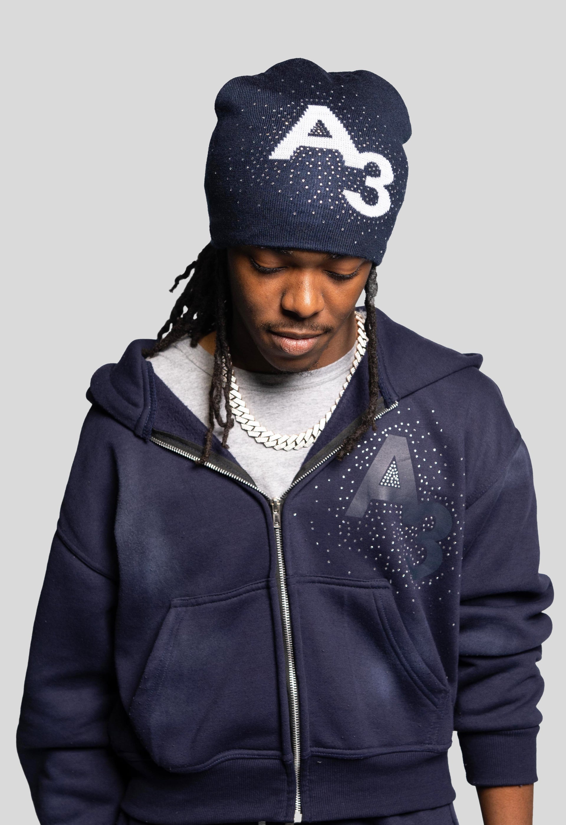 Navy Diamond Beanie
