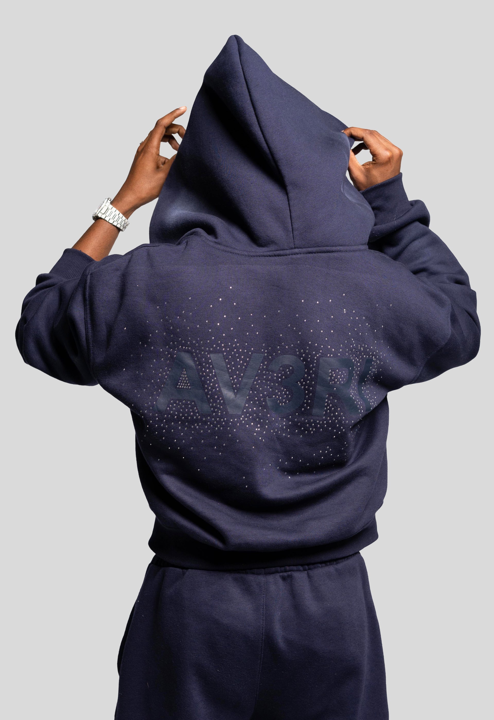 Navy Diamond Zip-Up
