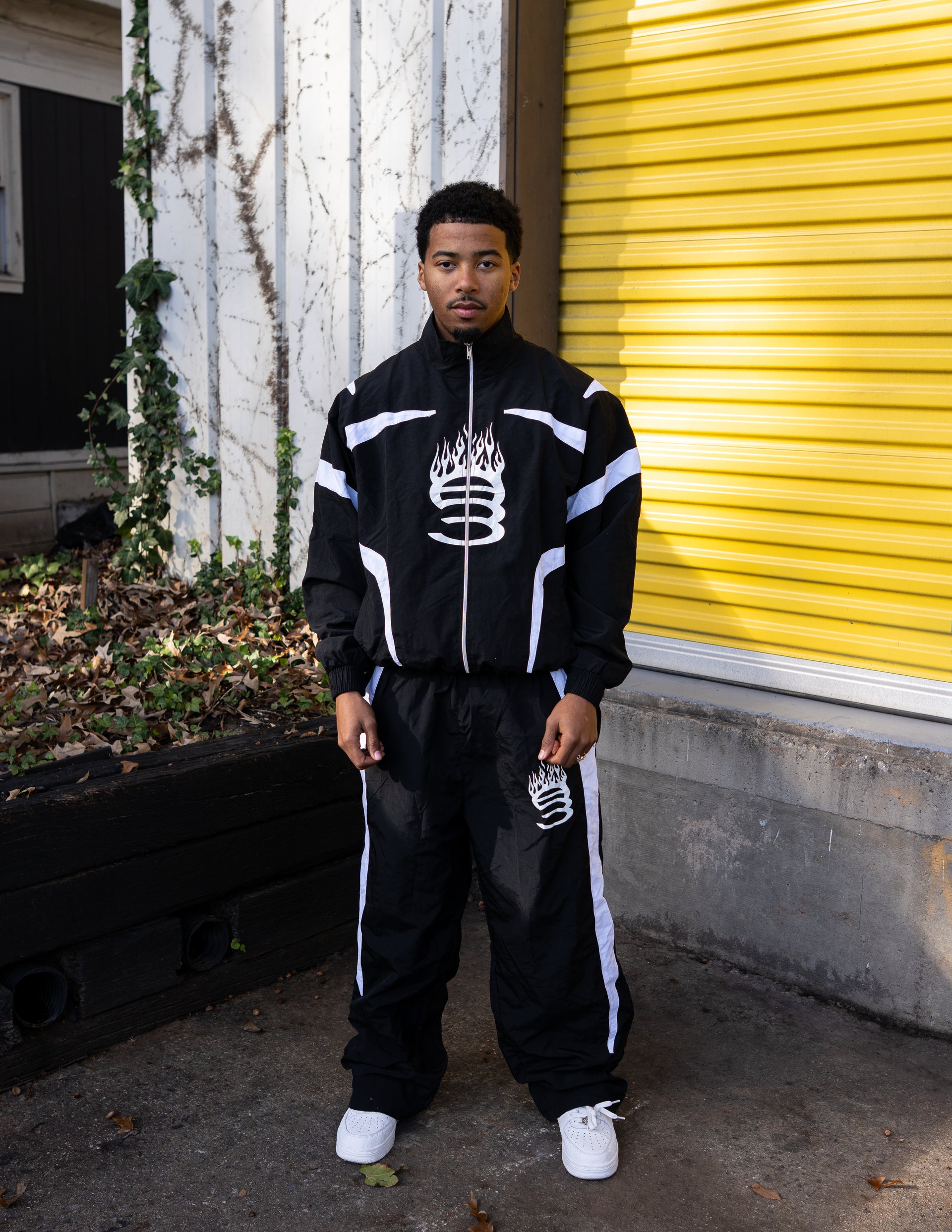 Black Nylon Track Pants