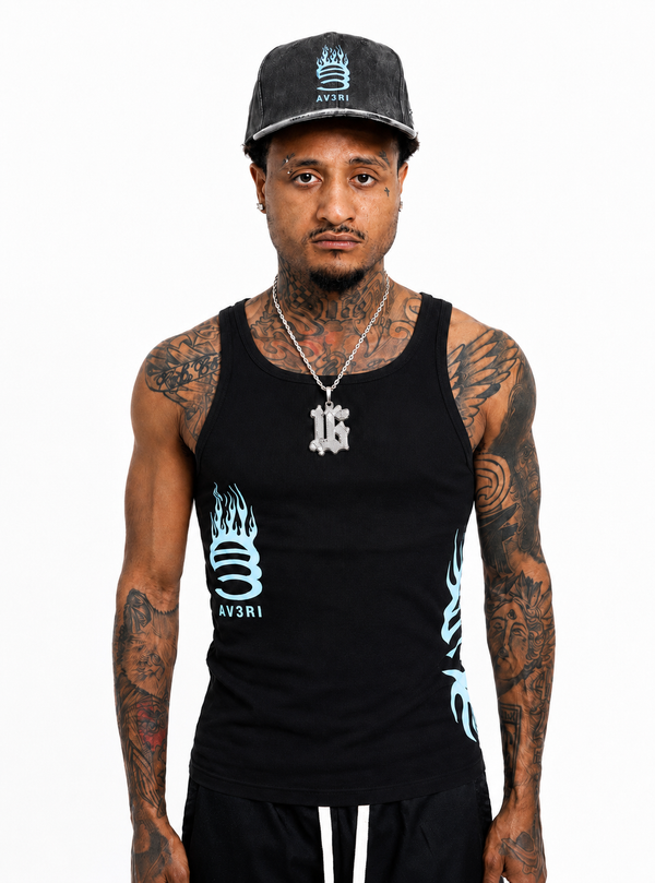 Flame Tank Top Black/Blue