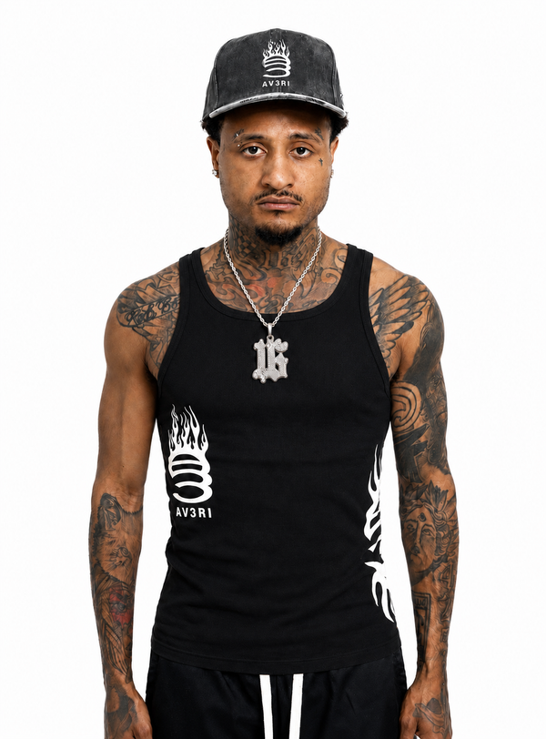 Flame Tank Top Black/White