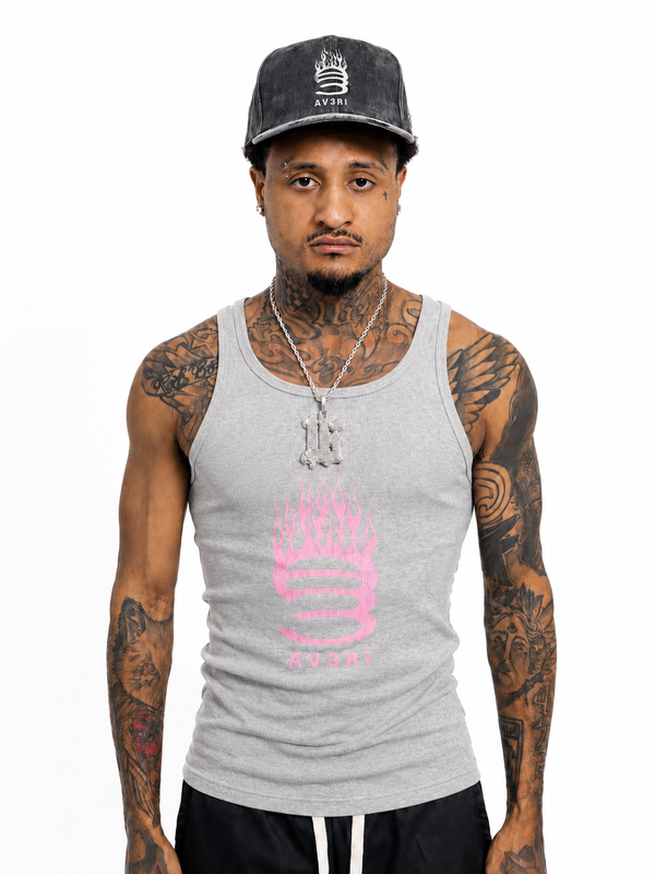 Flame Tank Top Grey/Pink