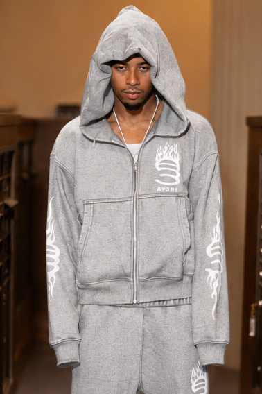 GREY FLAME HOODIE