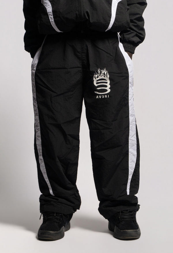 Black Nylon Track Pants