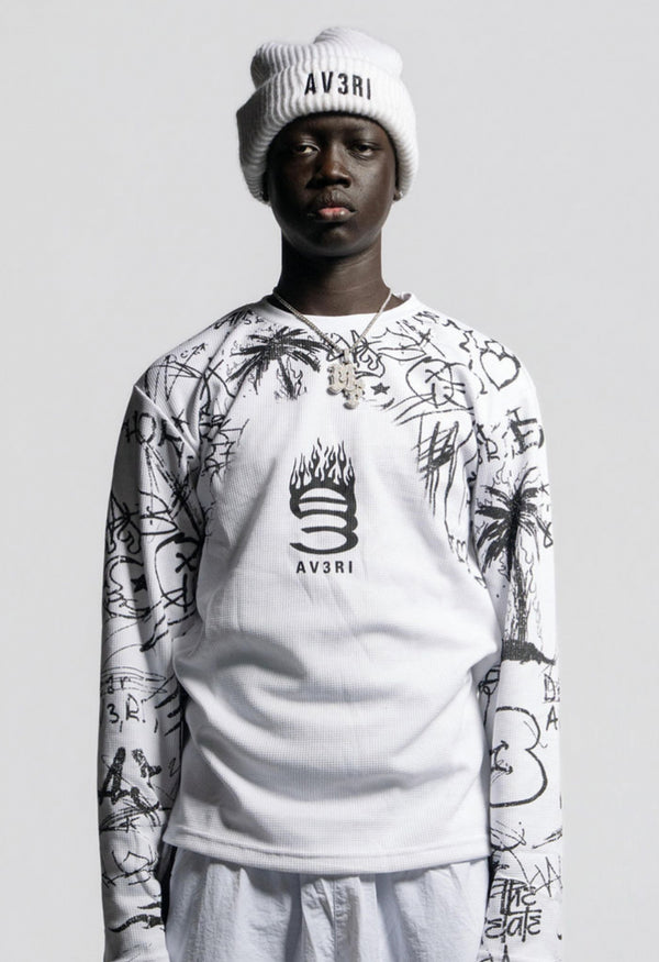 White Graffiti Thermal Shirt