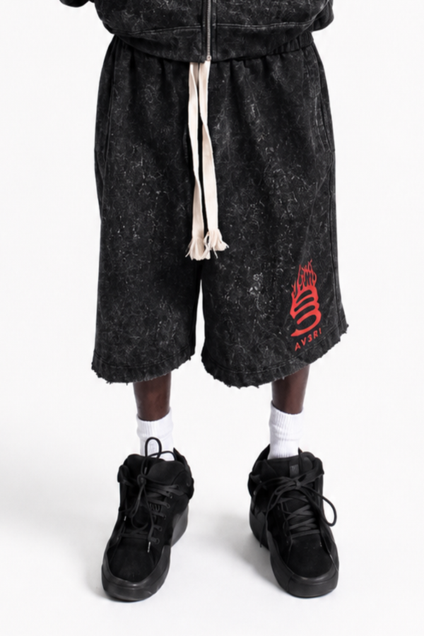 Charcoal Black Flame Shorts